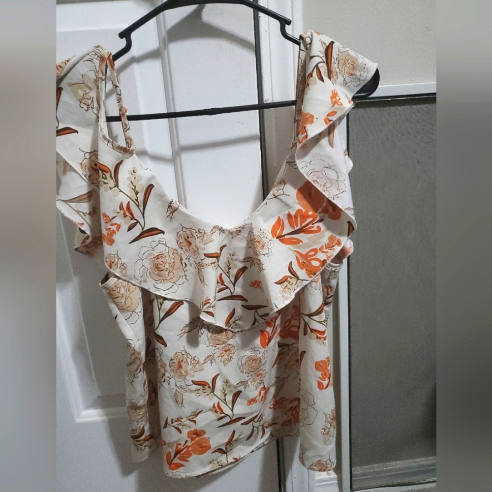 Floral, cold-shoulder blouse